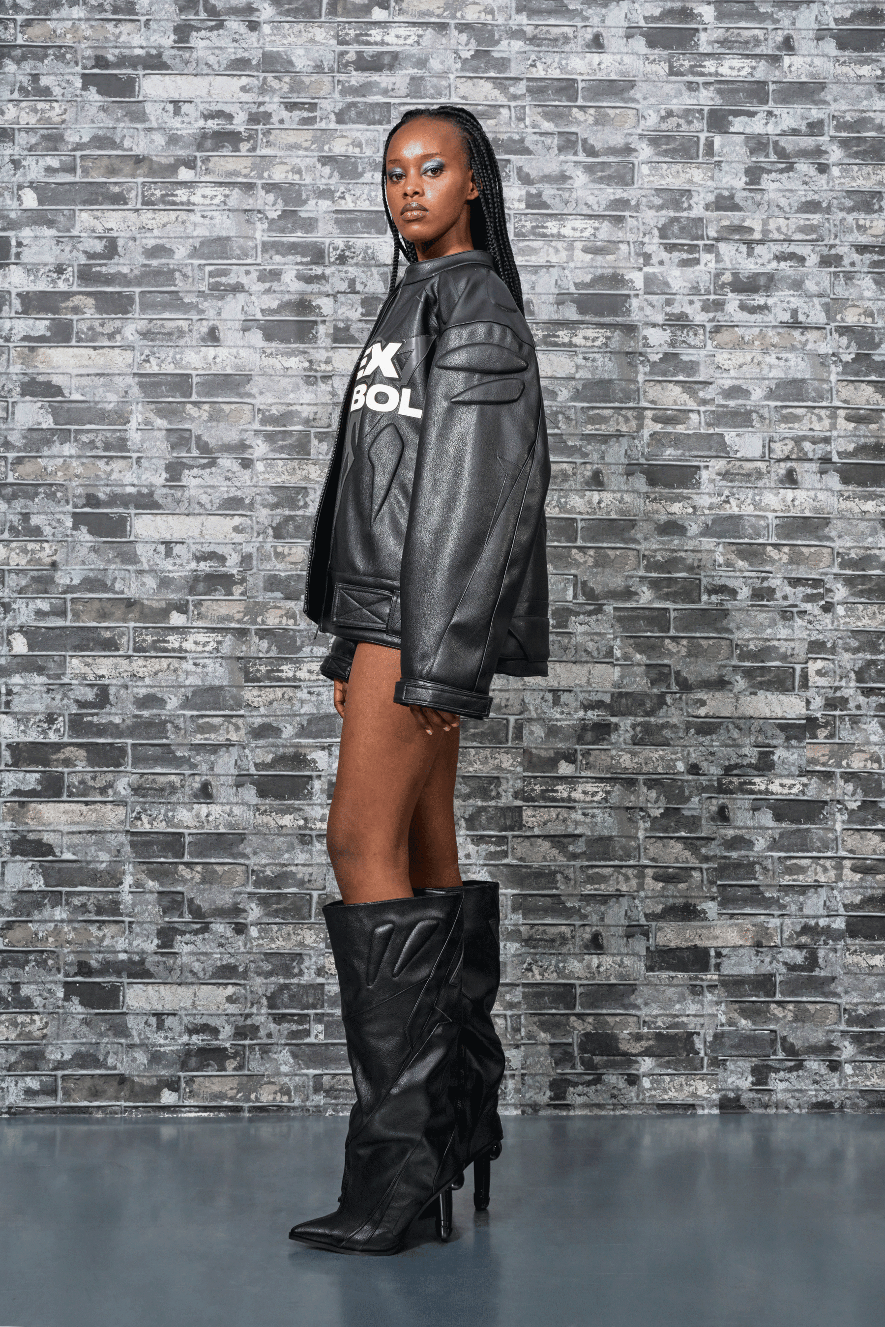 NAMILIA Sex Symbol Padded Moto Jacket - Black/White, xs
