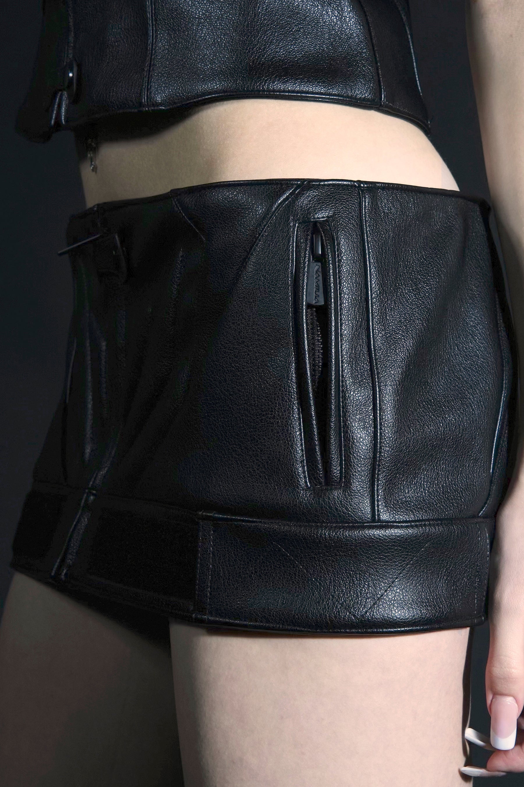 Padded Moto Mini Skirt
