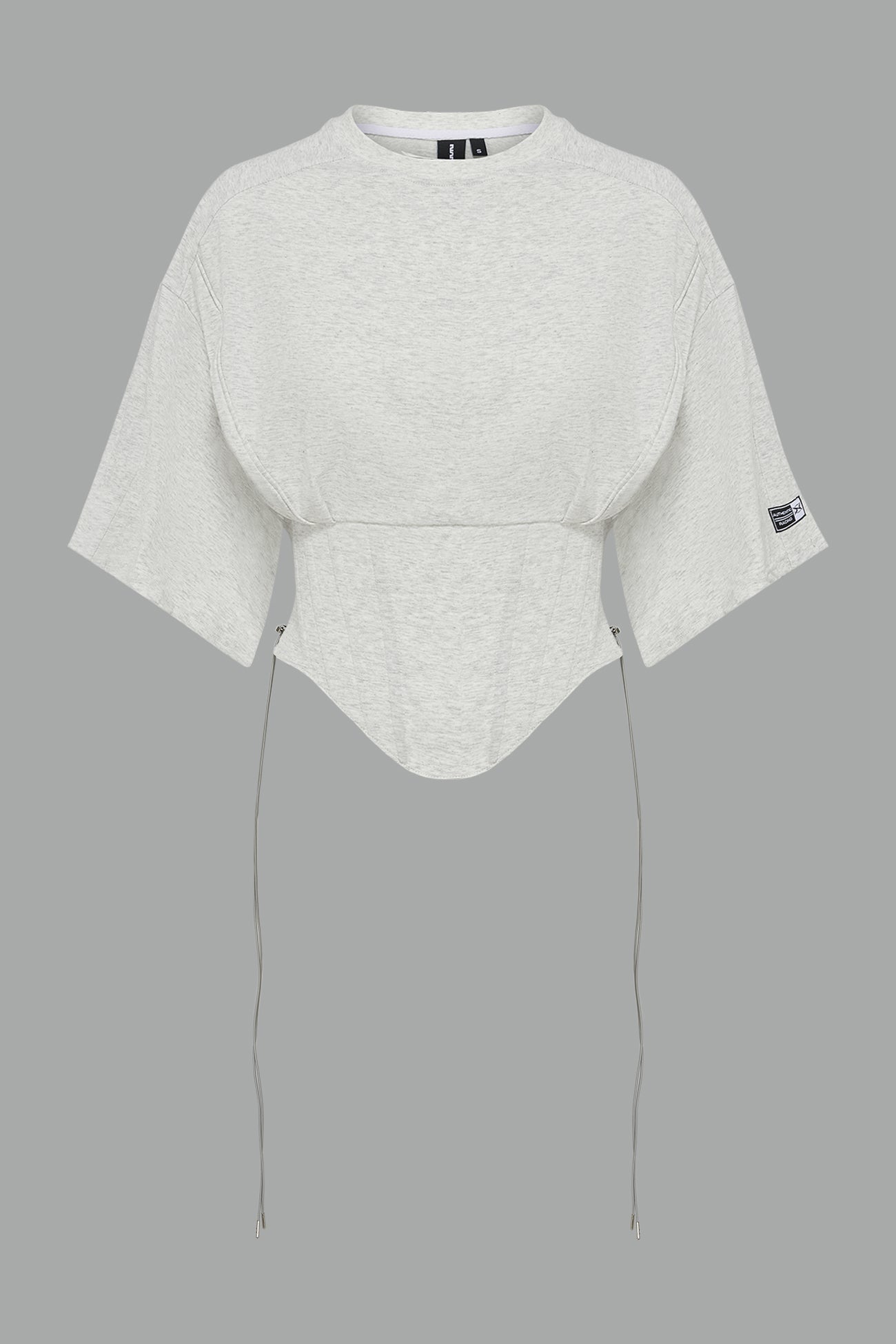 grey crop top on a gray background