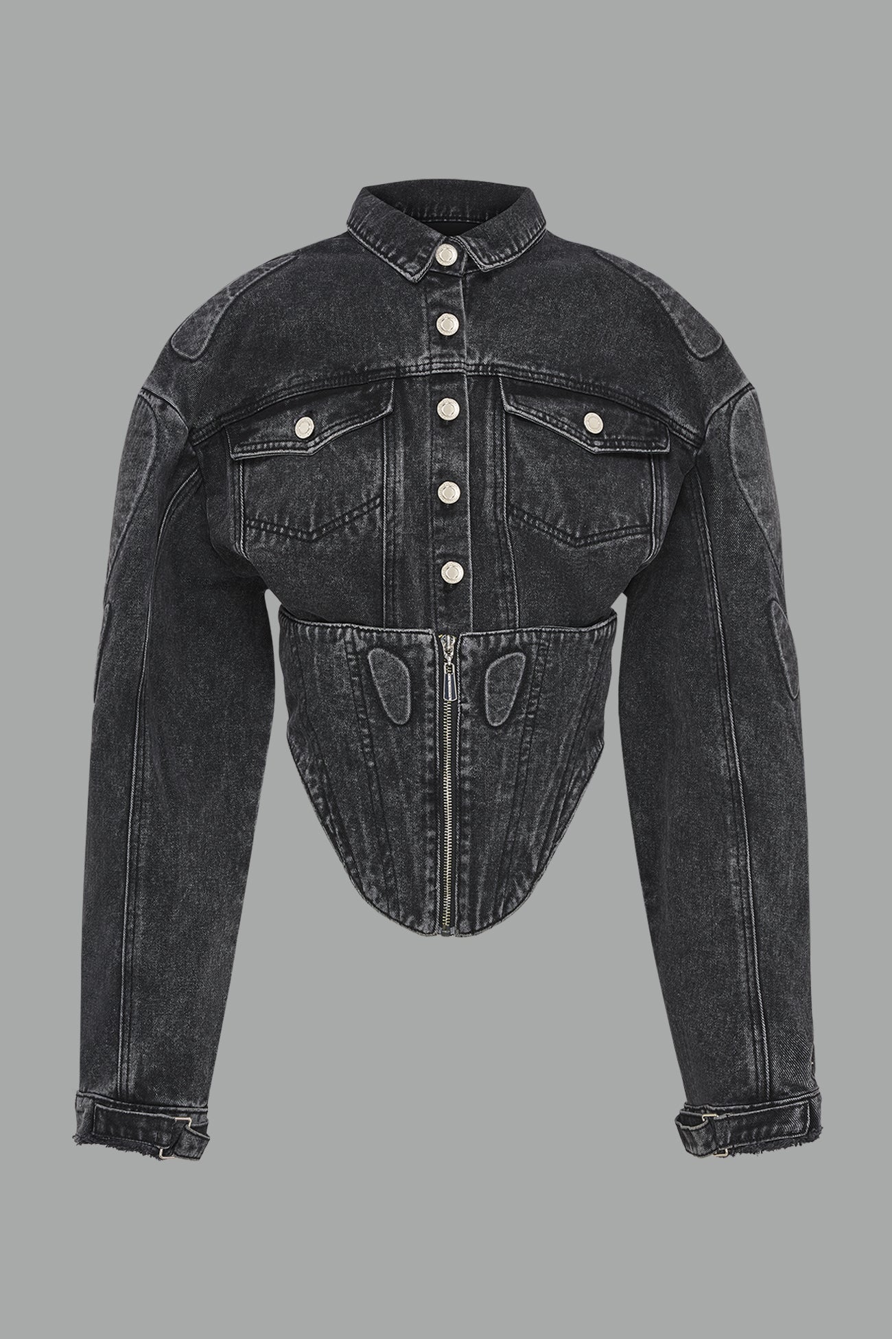 denim corset jacket black washed