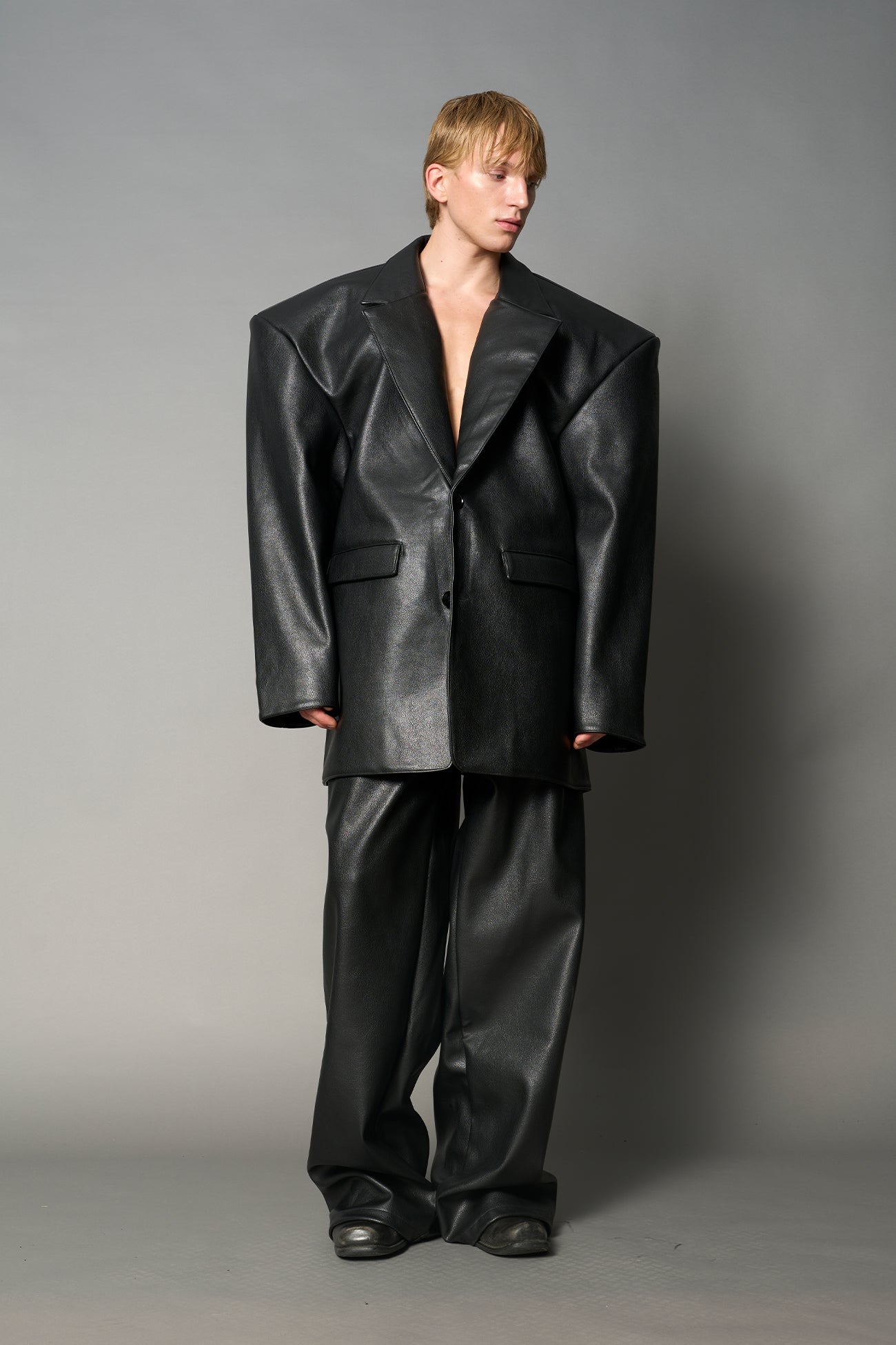 Leather Oversize Blazer