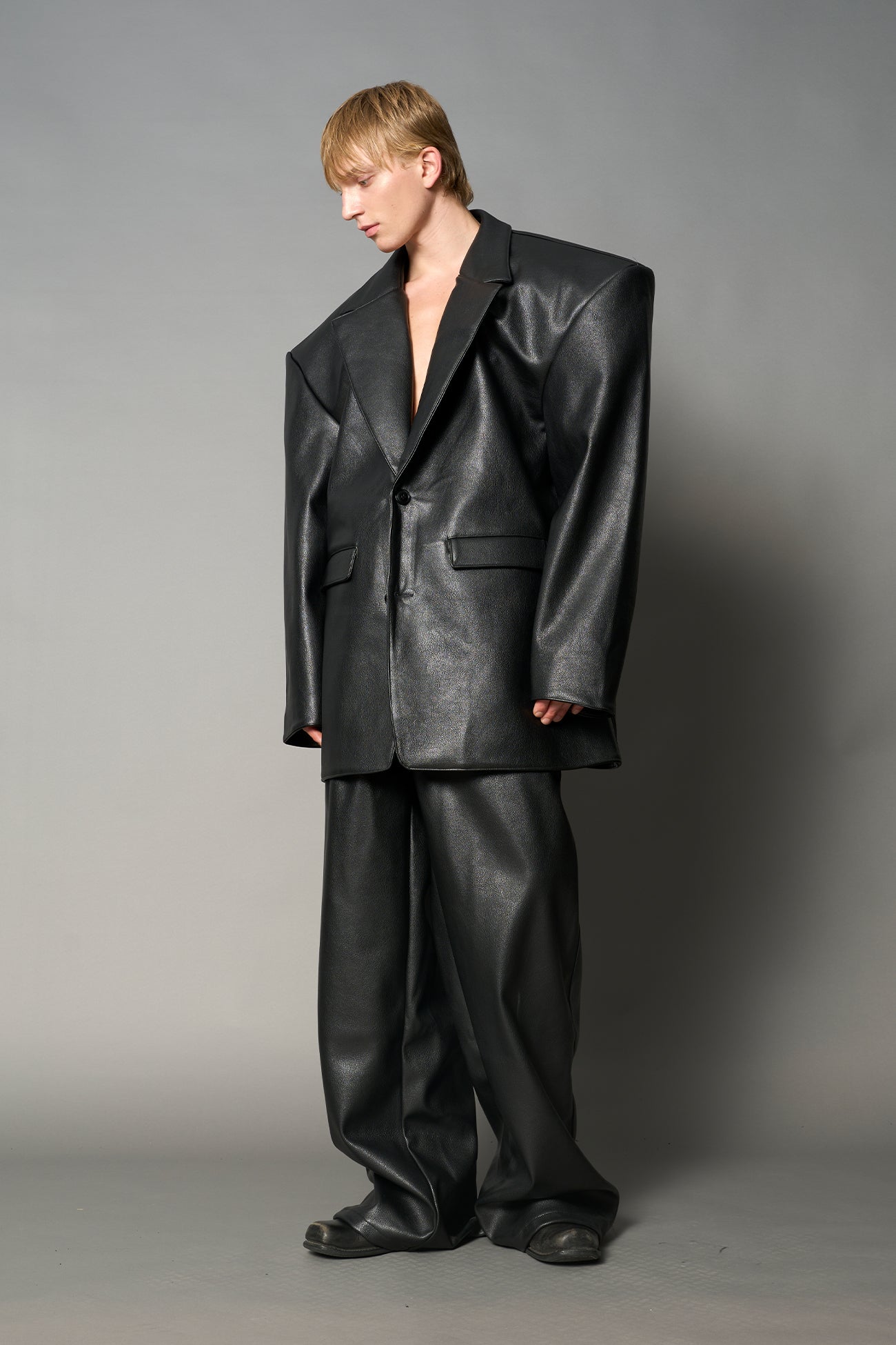 Leather Oversize Blazer