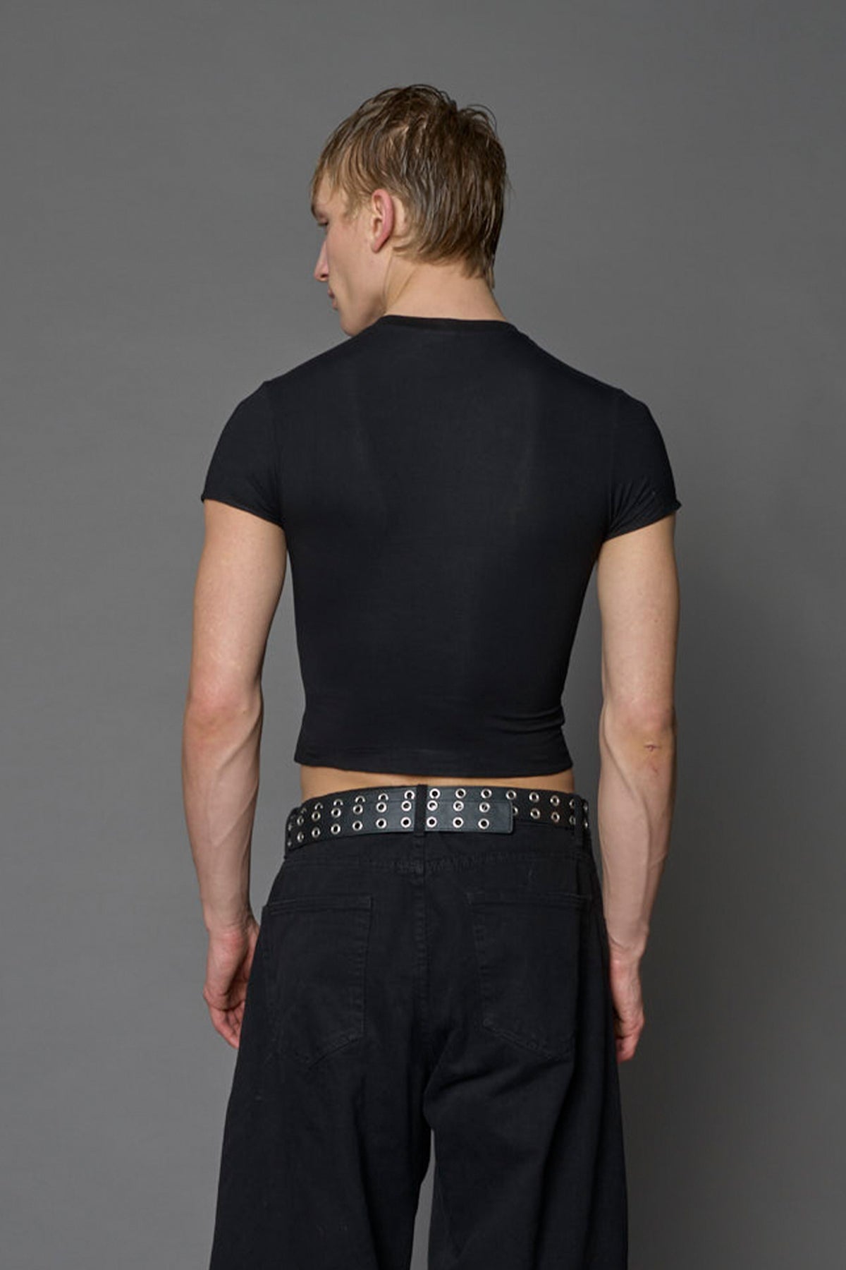 Namilia K mini tee in black with galloping horsesr graphic and detachable suspender straps
