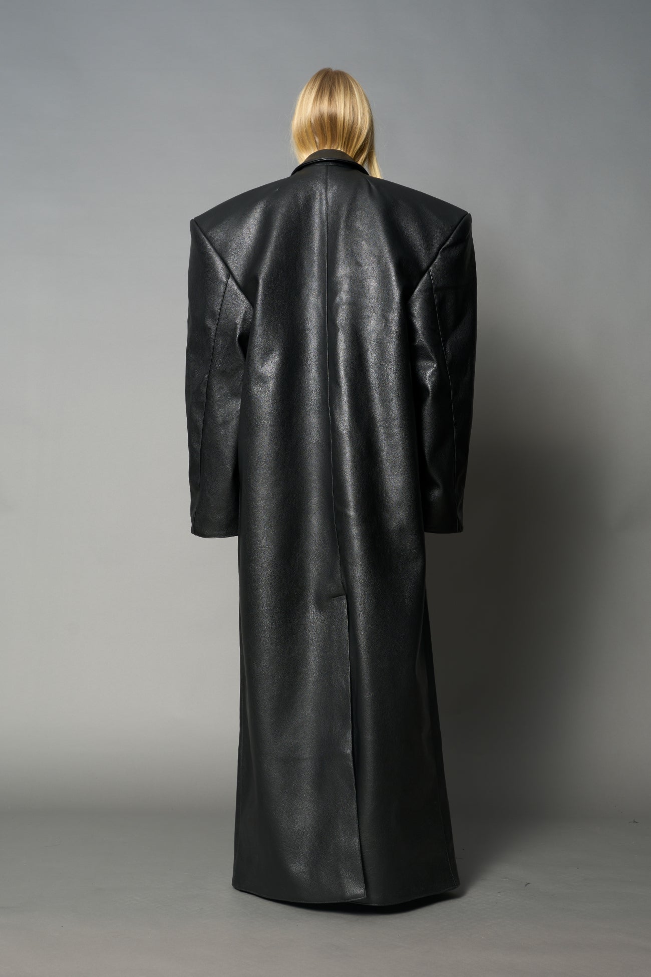Leather Elongated Blazer Coat