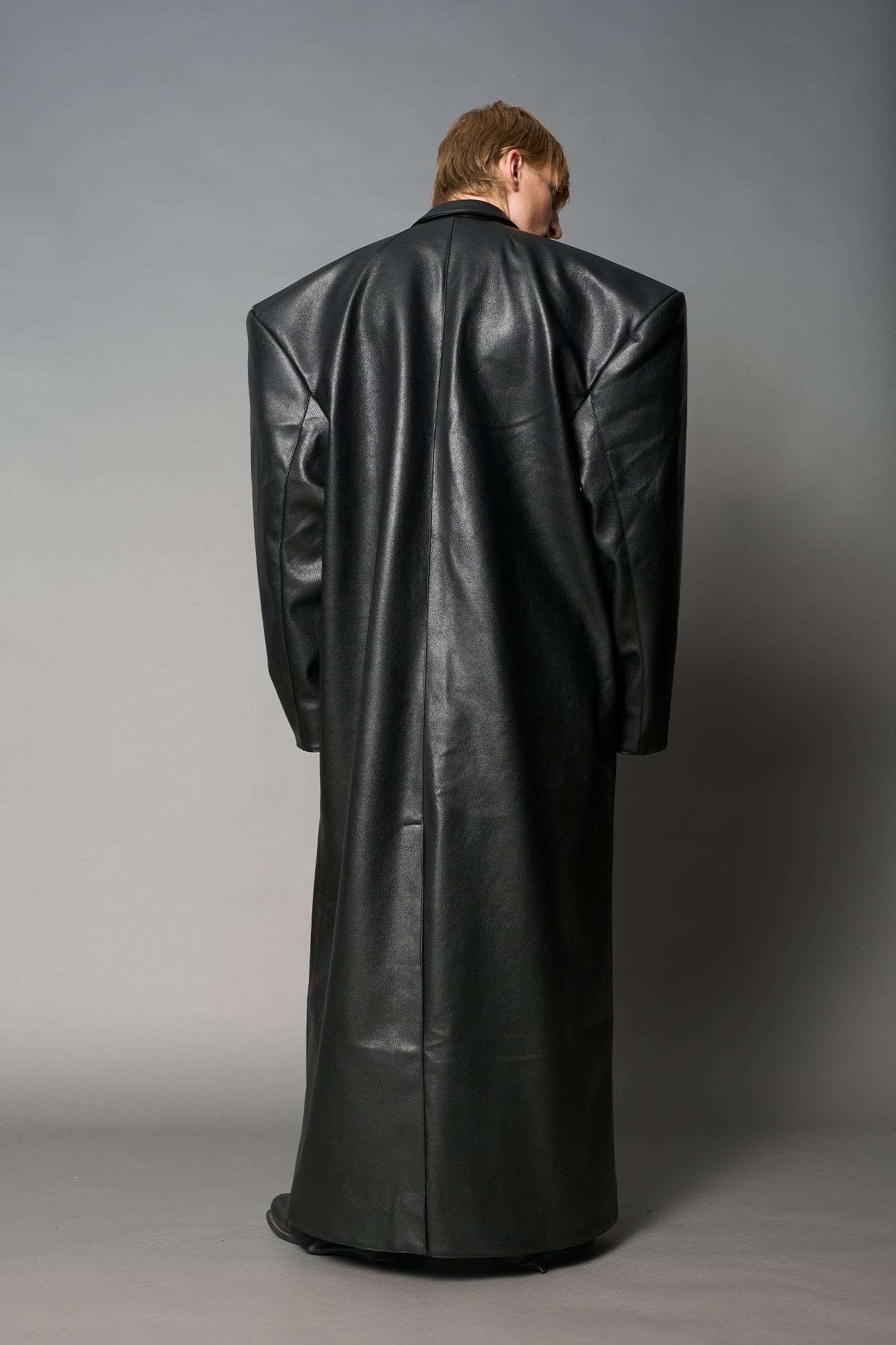 Leather Elongated Blazer Coat