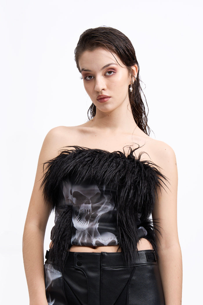 doomsday faux fur corset