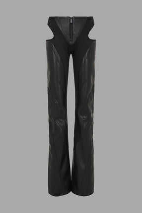 Moto cut out pants black