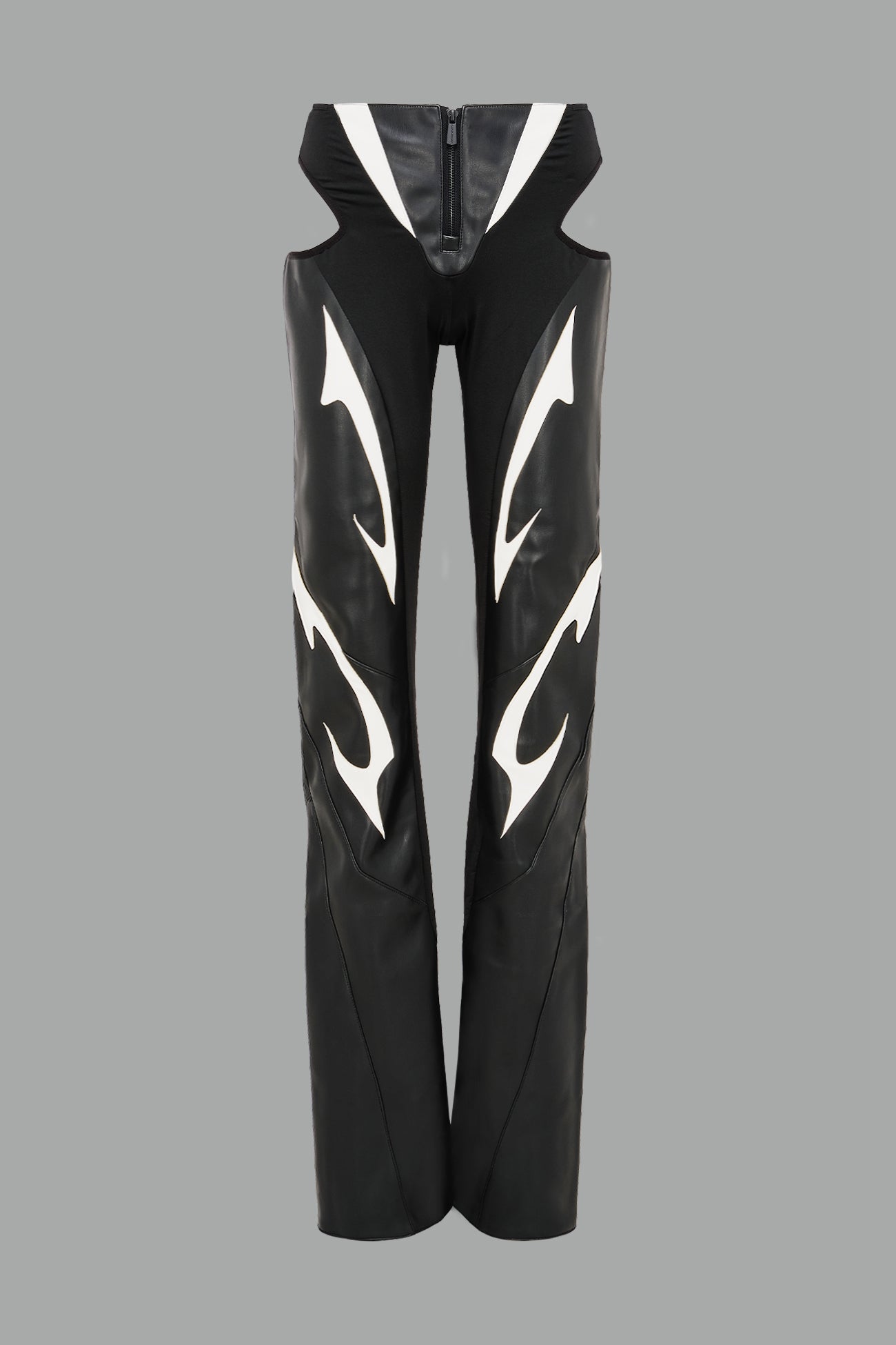white moto cut out pants