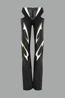 white moto cut out pants