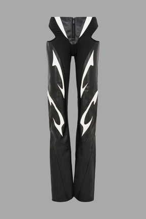 white moto cut out pants