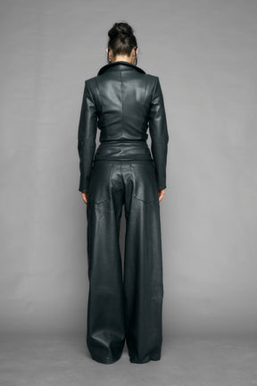 draped leather Blazer