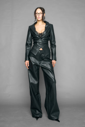 draped leather Blazer