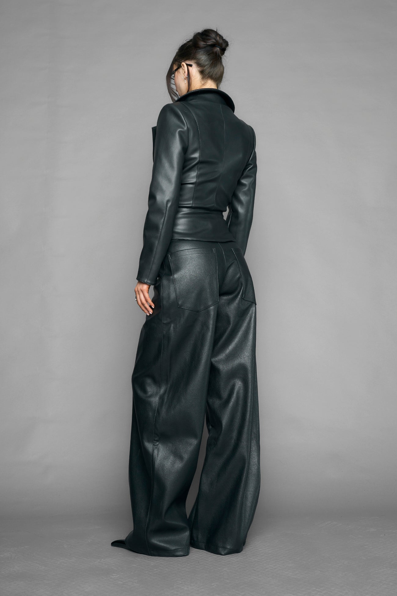 draped leather Blazer