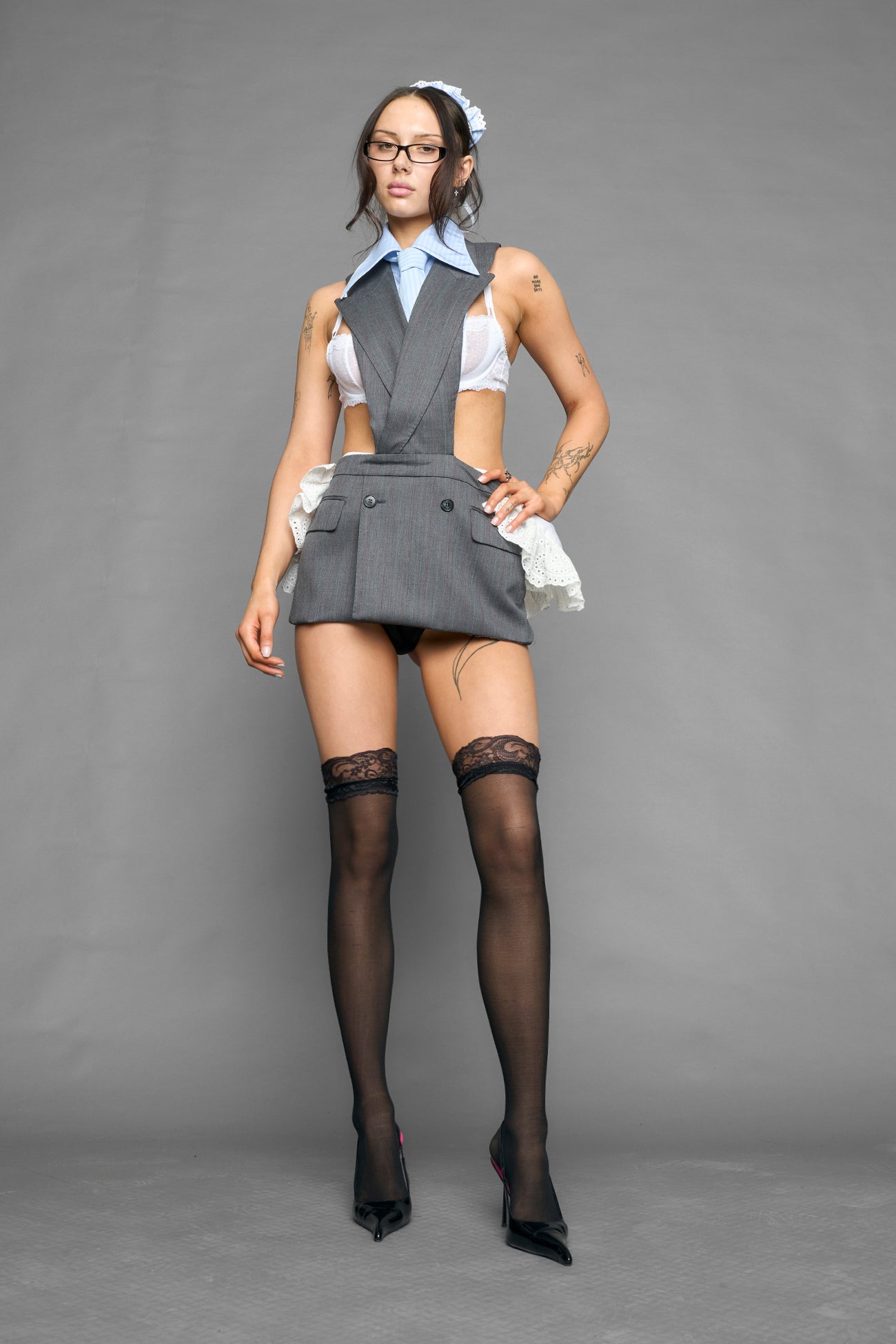 deconstructed maid blazer mini dress