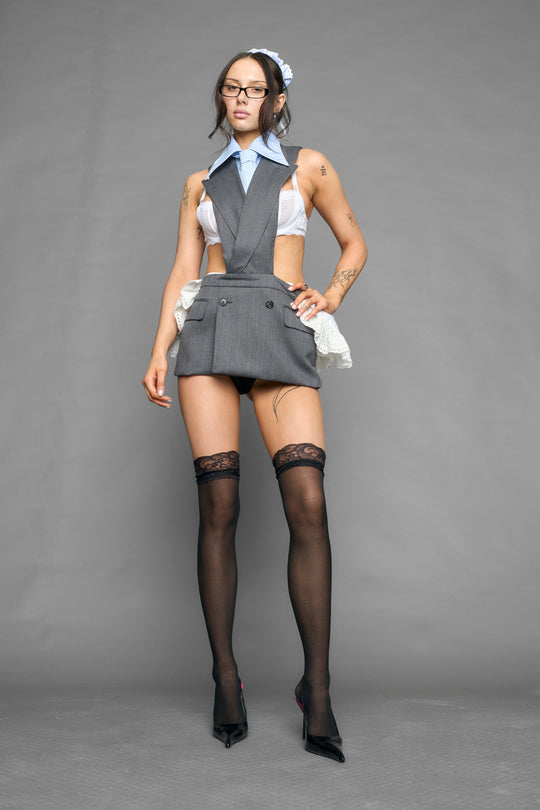 deconstructed maid blazer mini dress