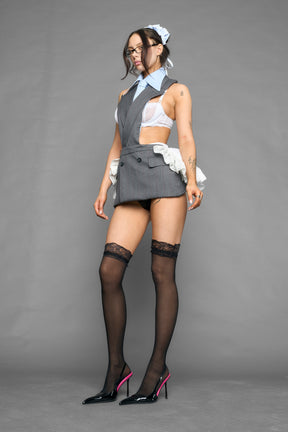 deconstructed maid blazer mini dress