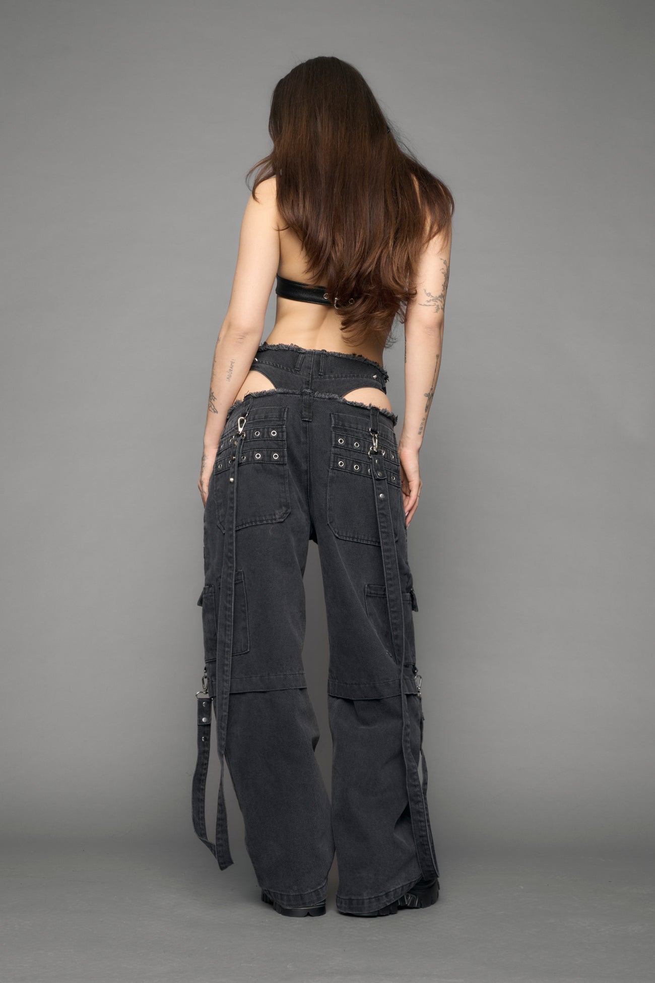 black denim pants with panty