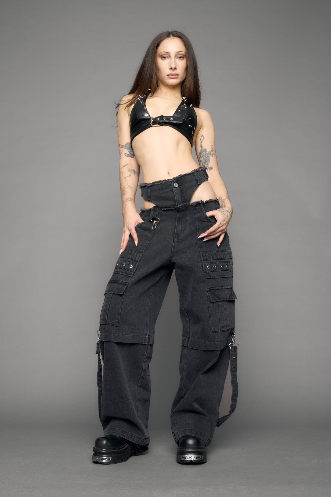 black denim pants with panty