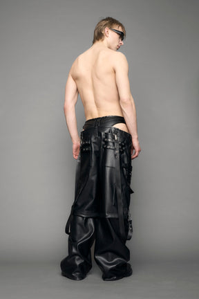 black cargo vegan leather pants