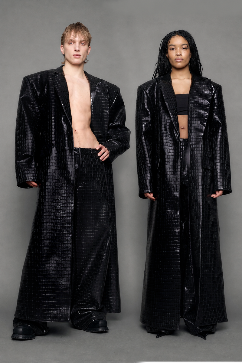 ミュージシャン Perfume Closet / Big silhouette Coat NAMILIA - Leather Elongated Croc Blazer Coat - Shop now