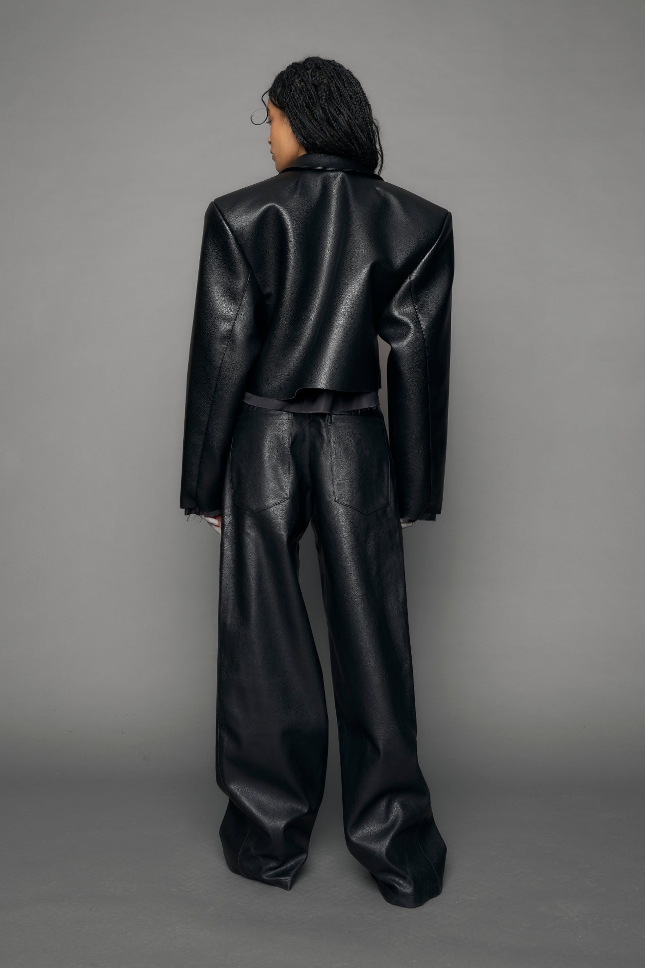 Leather Cropped Blazer