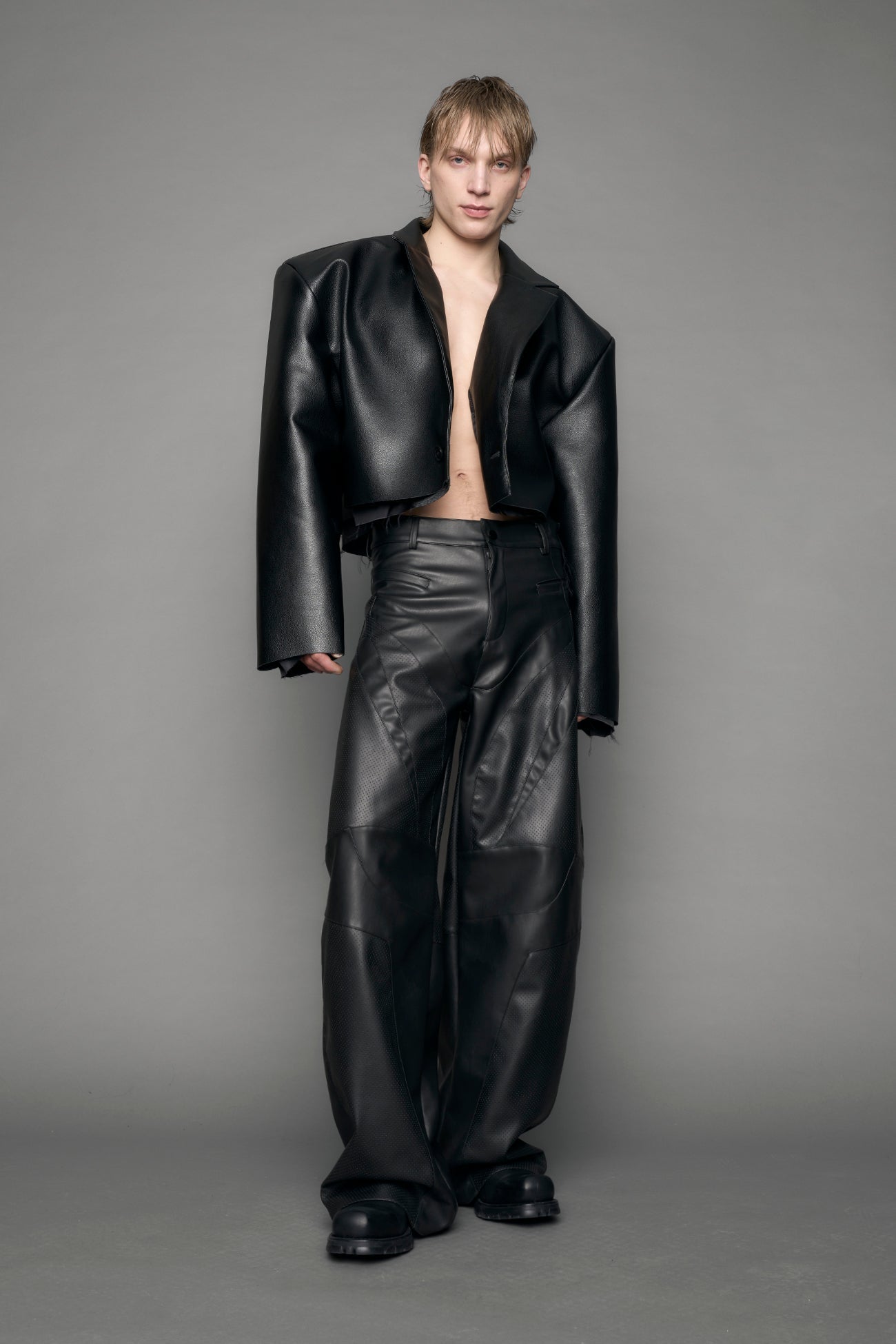 Leather Cropped Blazer