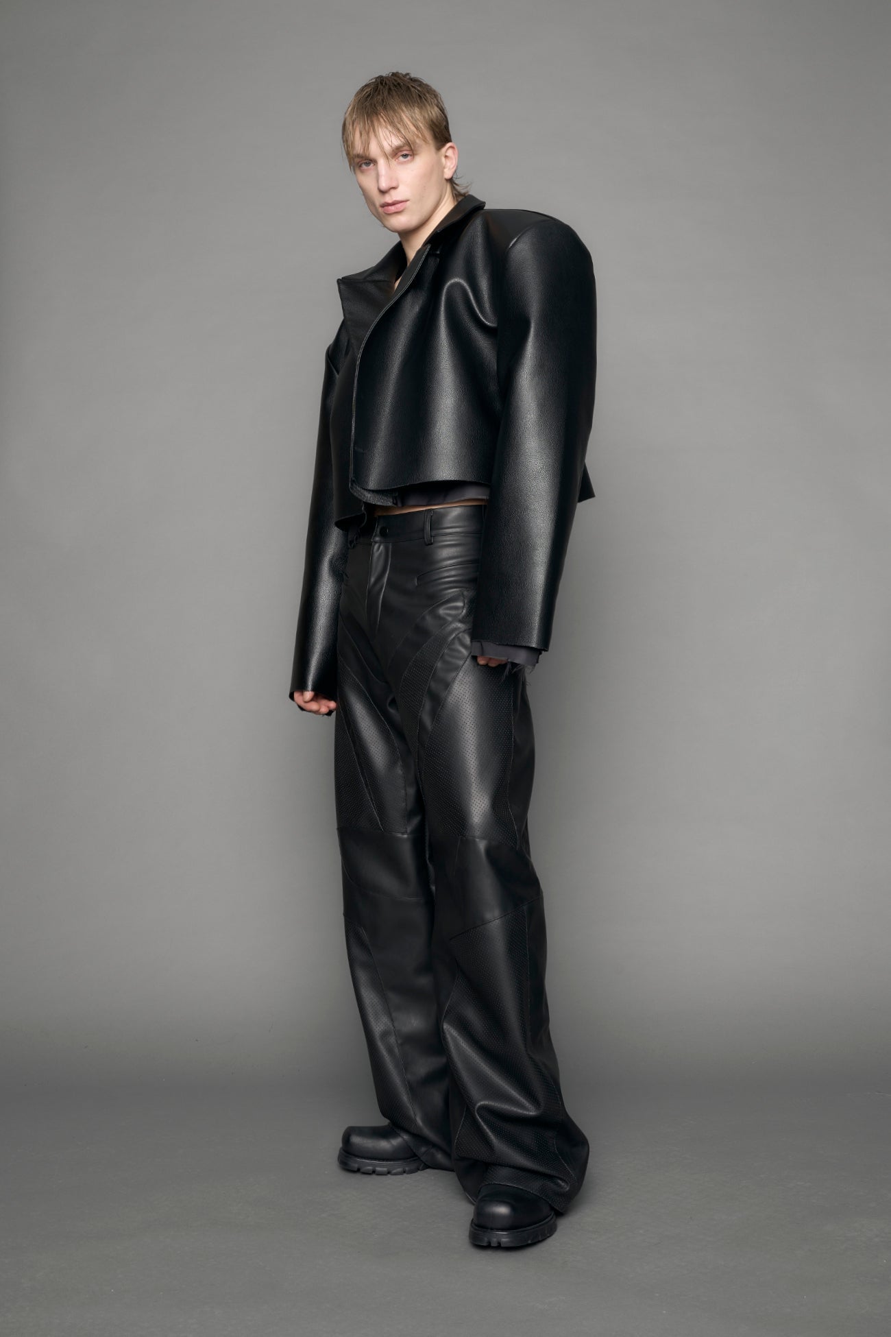 Leather Cropped Blazer