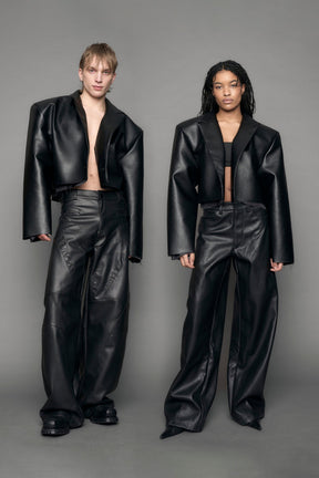 Leather Cropped Blazer