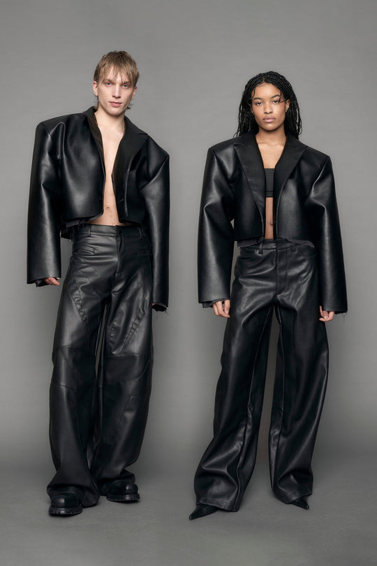 Leather Cropped Blazer