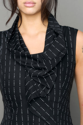 draped office pinstripe top