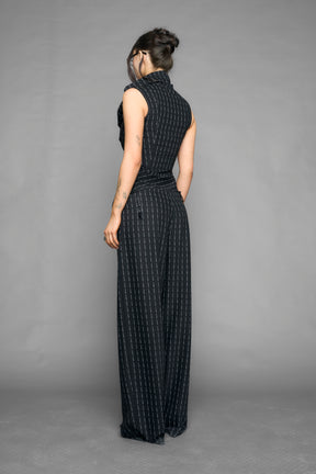 draped office pinstripe top