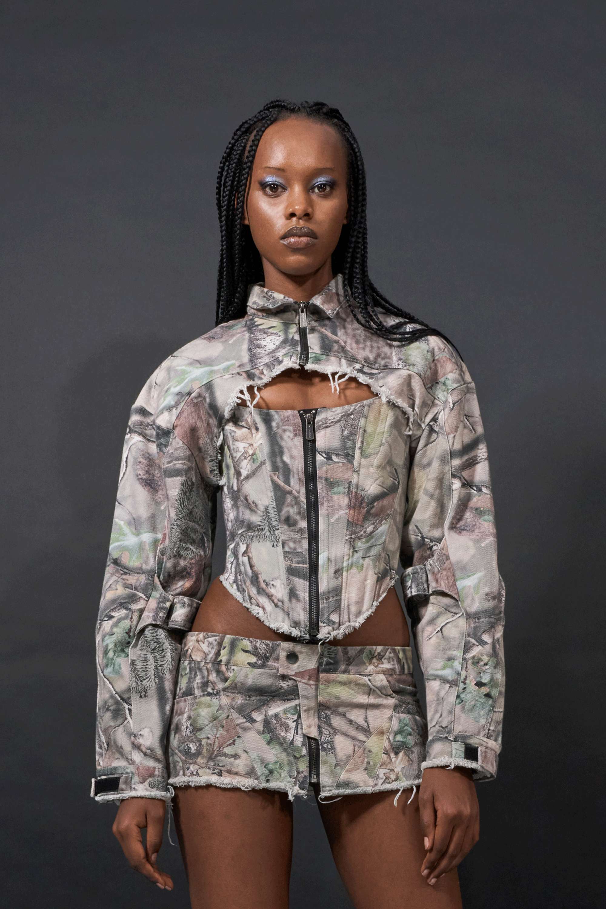 NAMILIA - Denim Choker Jacket Camo - Shop now