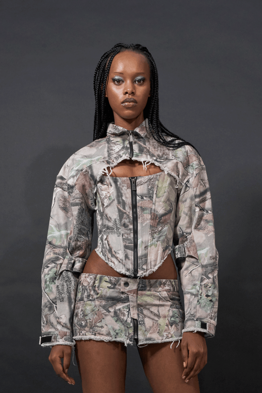 Denim Choker Jacket Camo