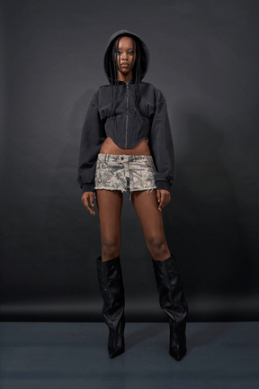 Denim Mini Skirt Camo