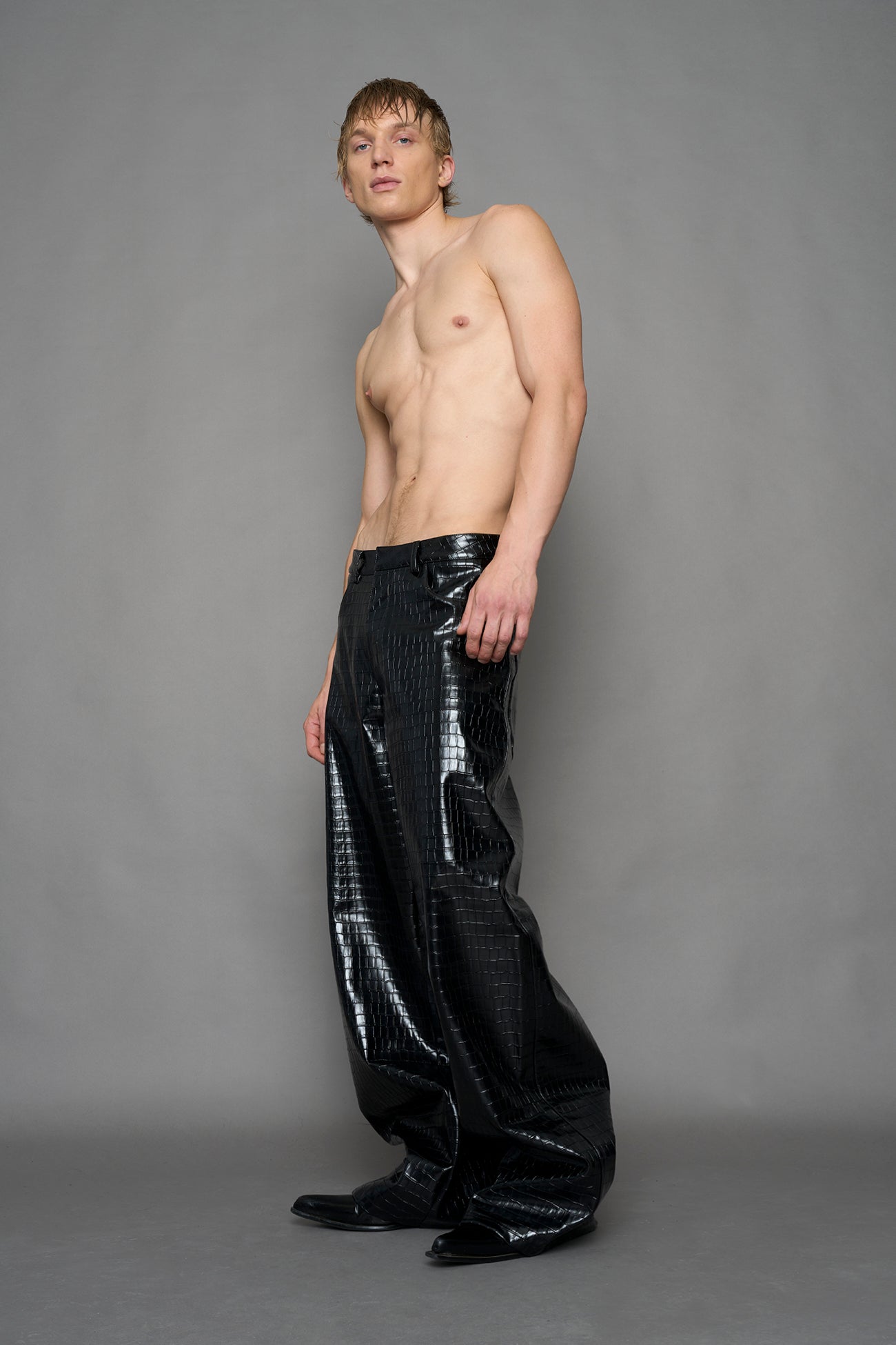 Leather Baggy Suiting Pants