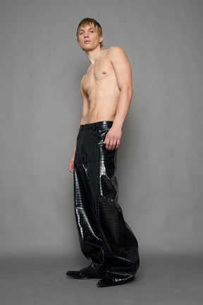 Leather Baggy Suiting Pants