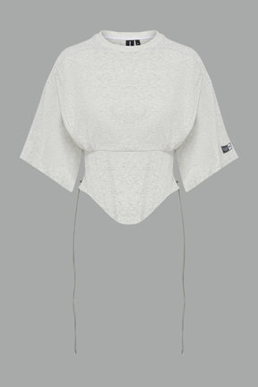 grey crop top on a gray background