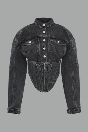 denim corset jacket black washed
