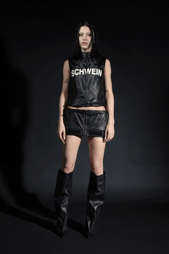 Padded Moto Mini Skirt