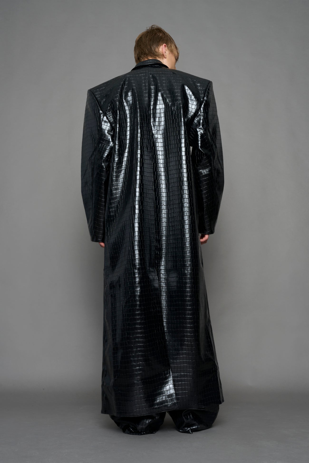 NAMILIA Leather Elongated Blazer Coat