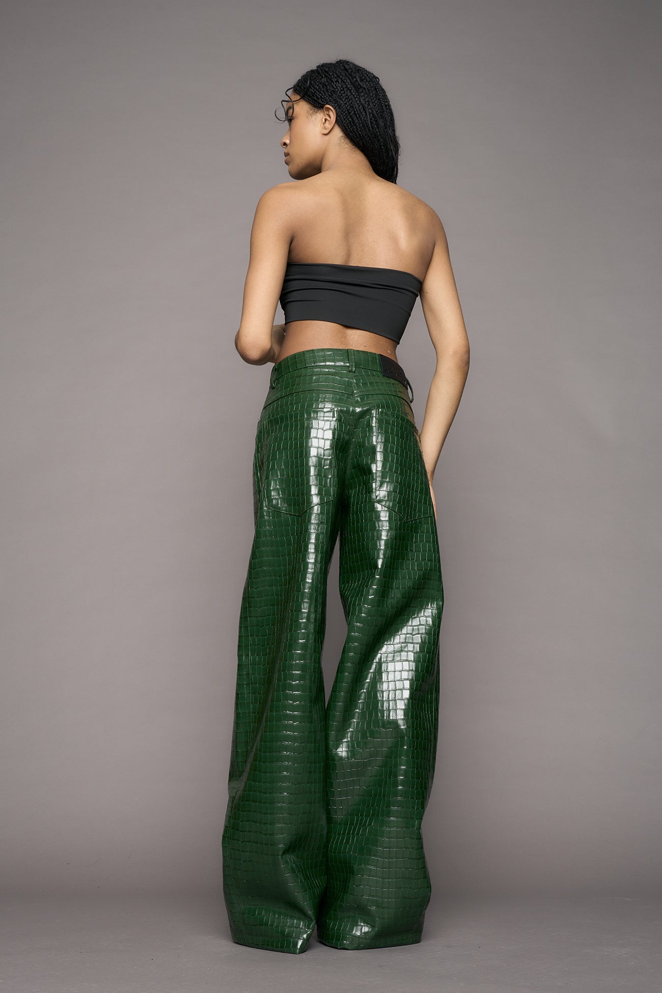 Leather Baggy Croc Suit Trousers