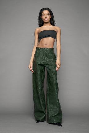 Leather Baggy Croc Suit Trousers