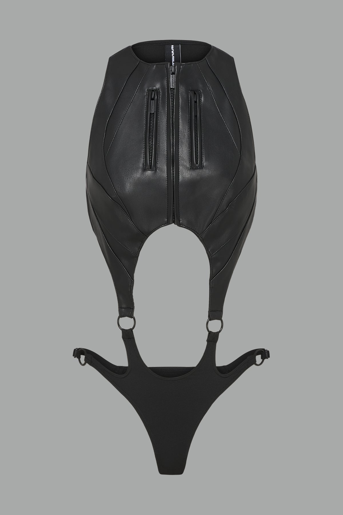 black cut out motocross body with string elastic panty part