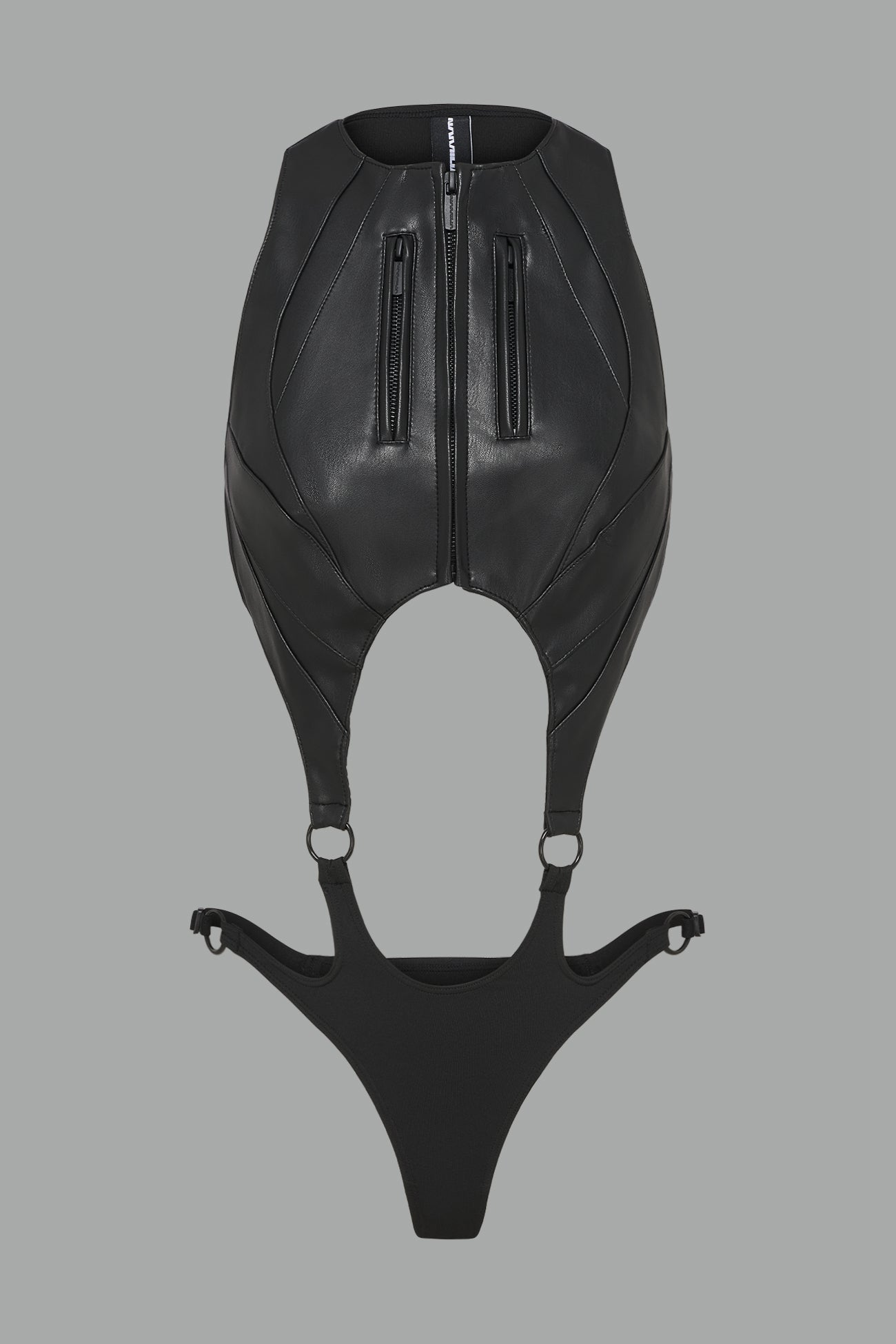 black cut out motocross body with string elastic panty part