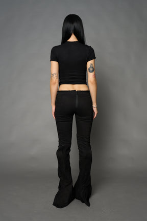 Namilia K mini tee in black with galloping horsesr graphic and detachable suspender straps