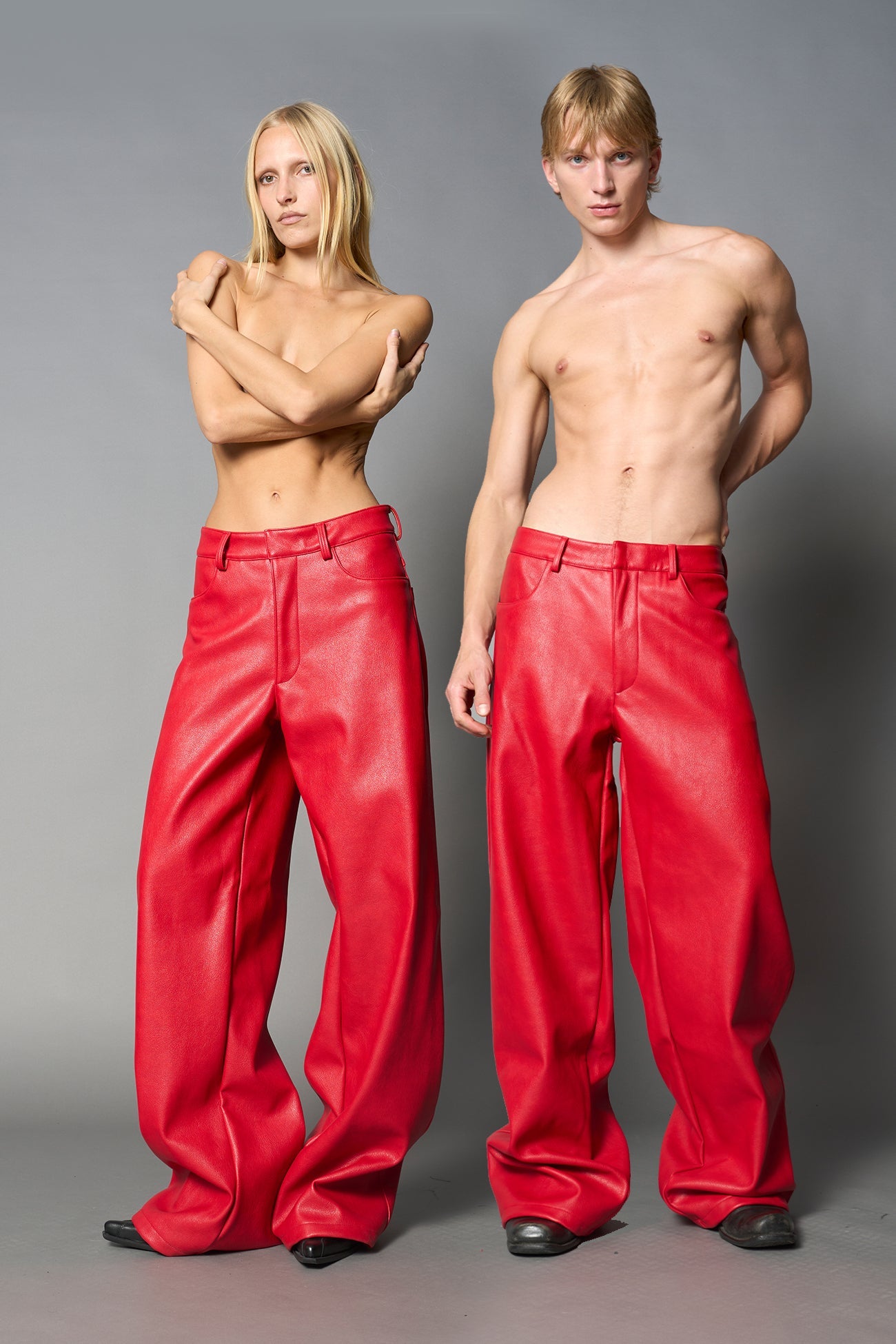 Leather Baggy Suit Trousers