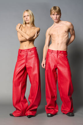 Leather Baggy Suit Trousers
