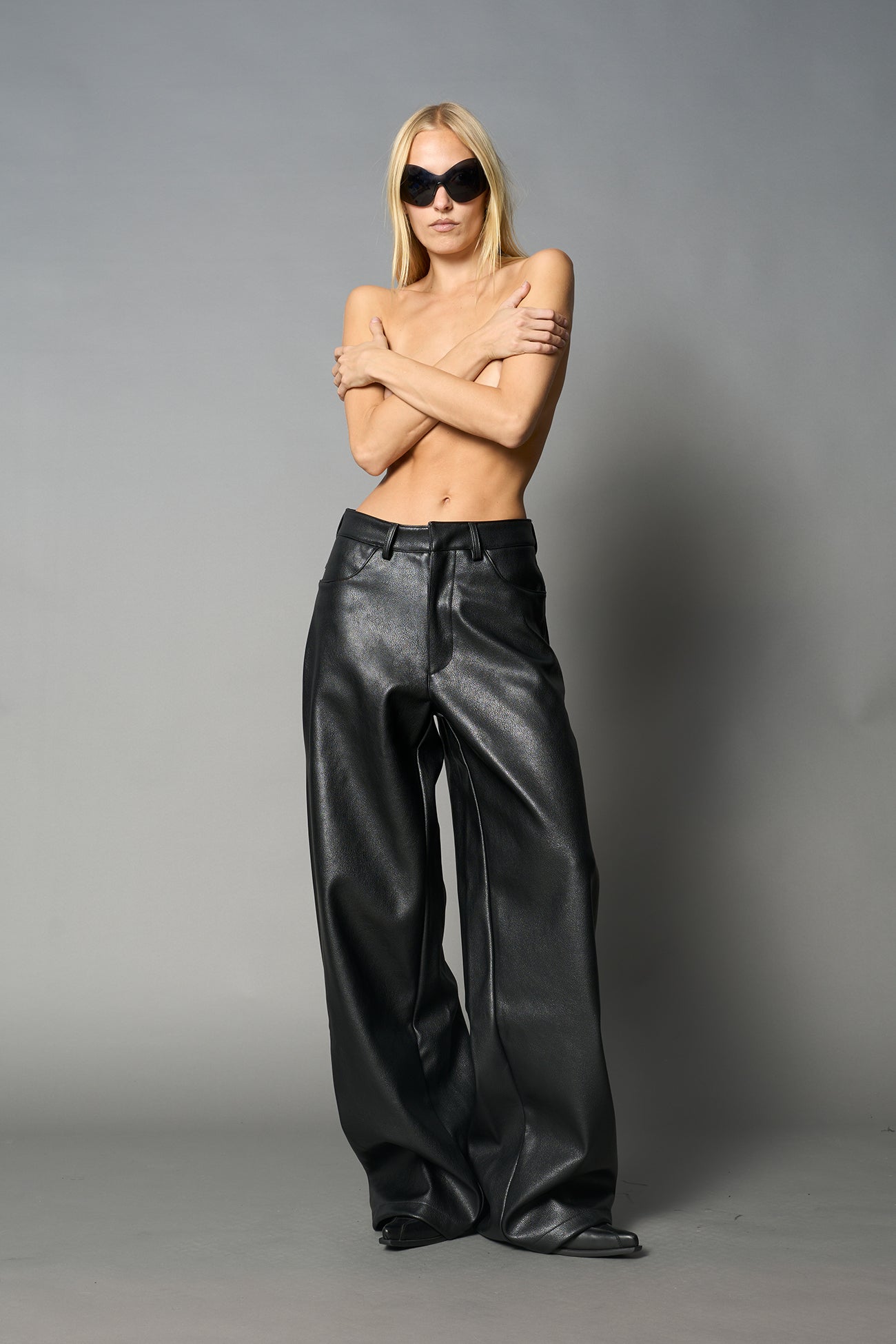 Leather Baggy Suit Trousers