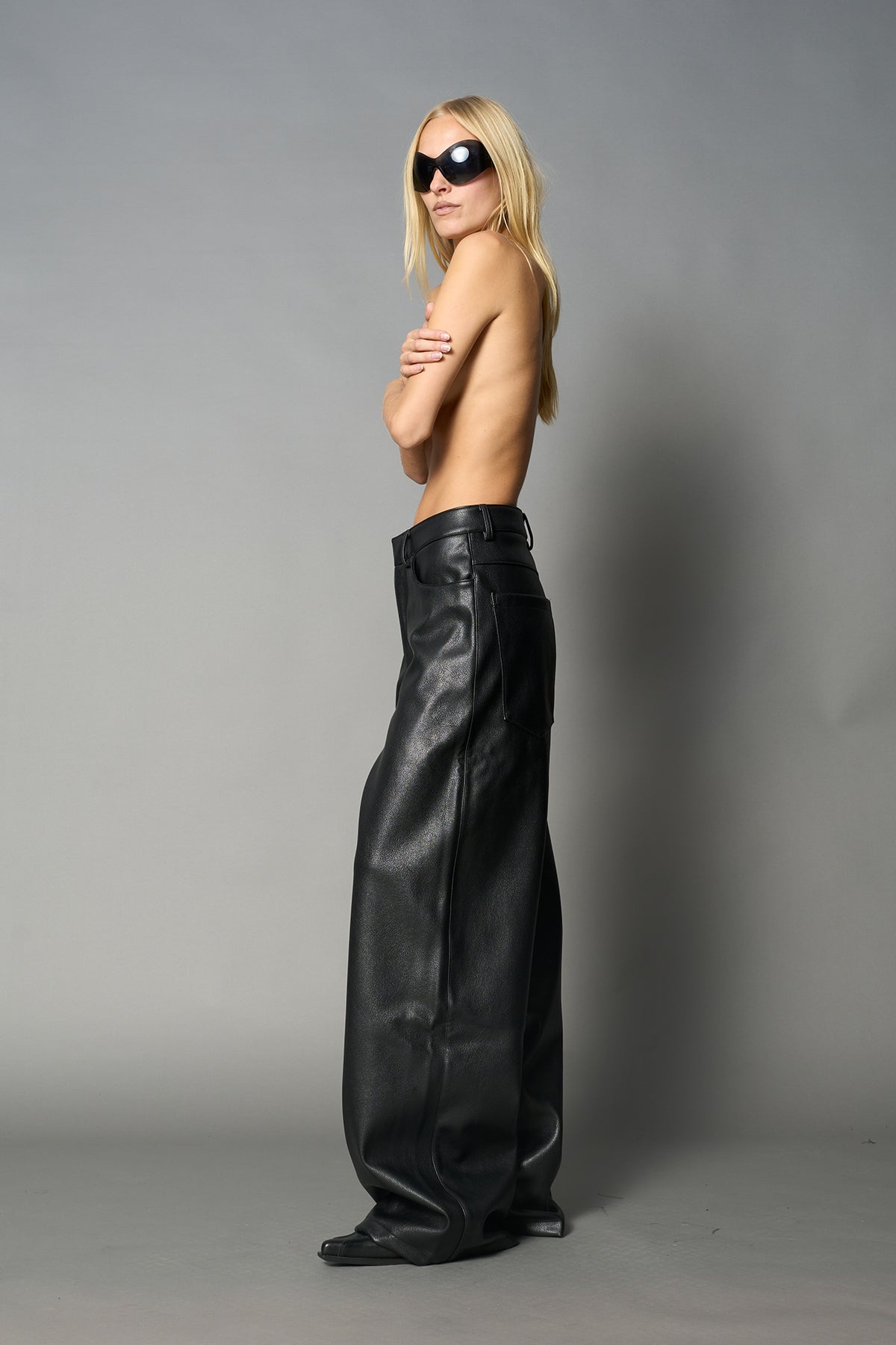 Leather Baggy Suit Trousers