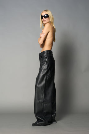 Leather Baggy Suit Trousers